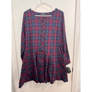 Allegra K Plaid Flannel Tunic Small